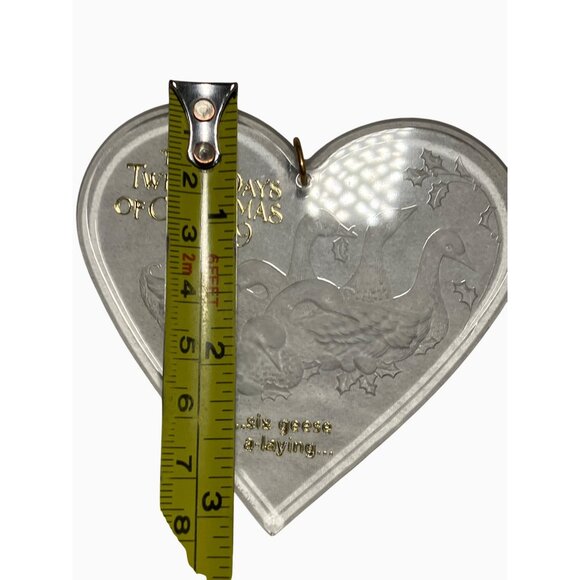 Hallmark Keepsake Ornament 1989 Six Geese A-Laying Acrylic Heart-Shaped - Picture 8 of 10
